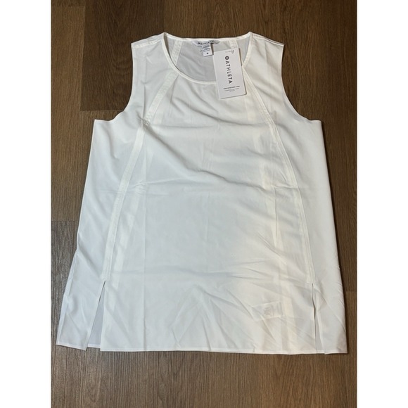 Athleta Tops - Athleta Zephyr Refined Tank Top White Sleeveless Recycled Blend Side Slit M